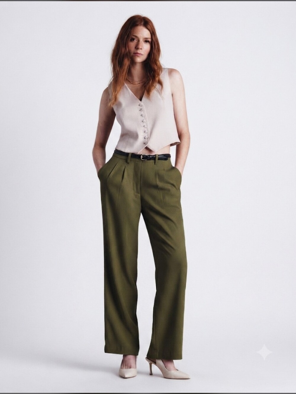 Quince Women's Stretch Crepe Pleated Wide Leg Pants Size 10